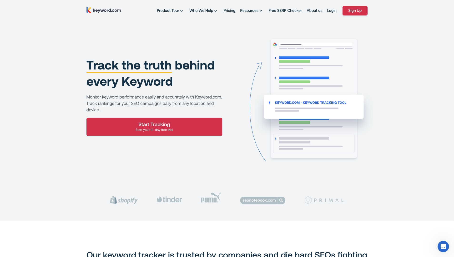 Screenshot of the Keyword.com website