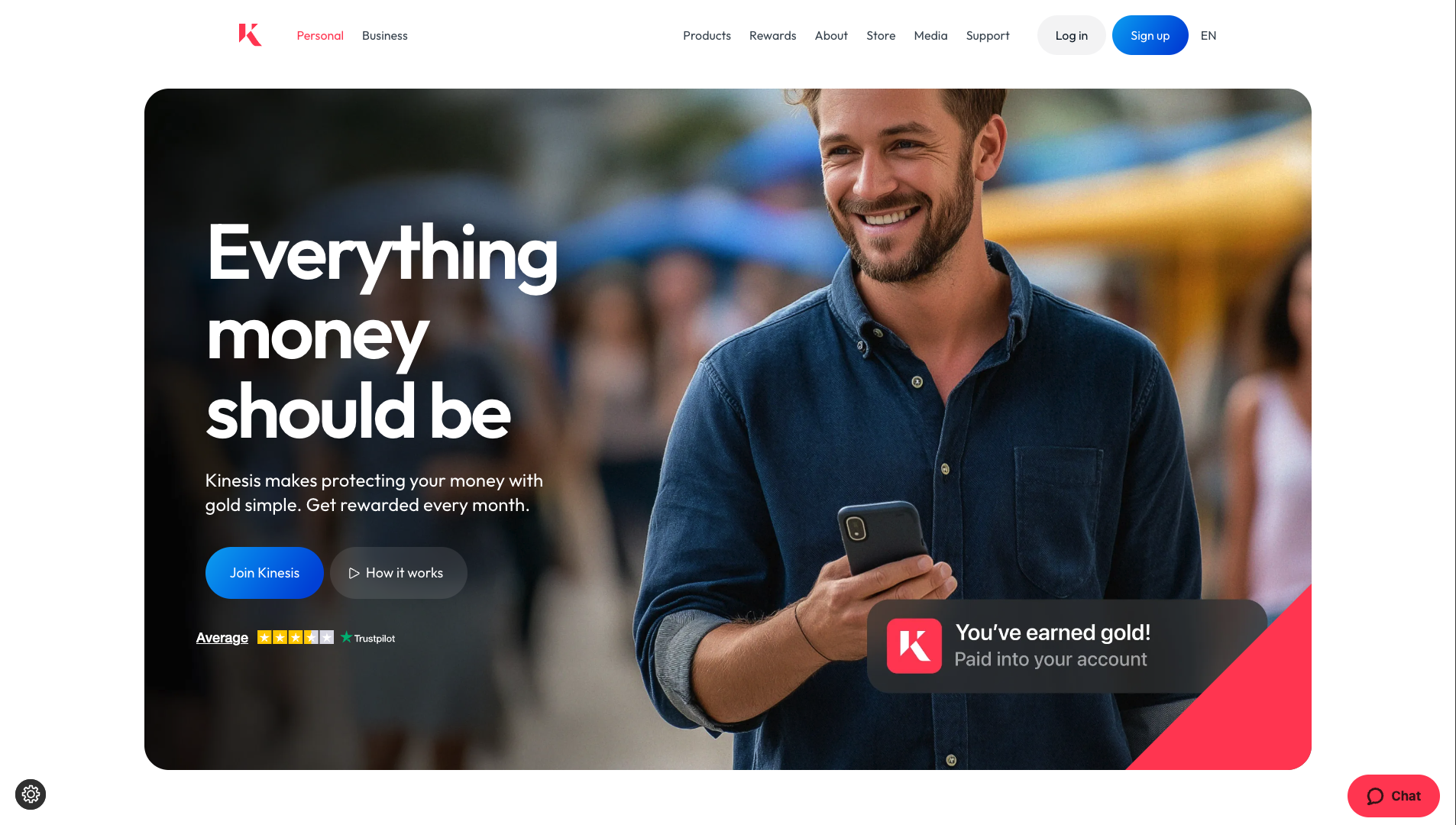 Screenshot of the Kinesis website