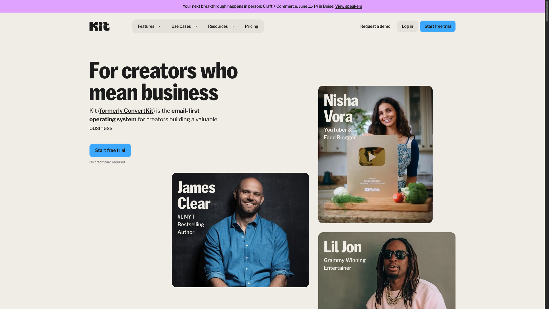 Screenshot of Kit Homepage