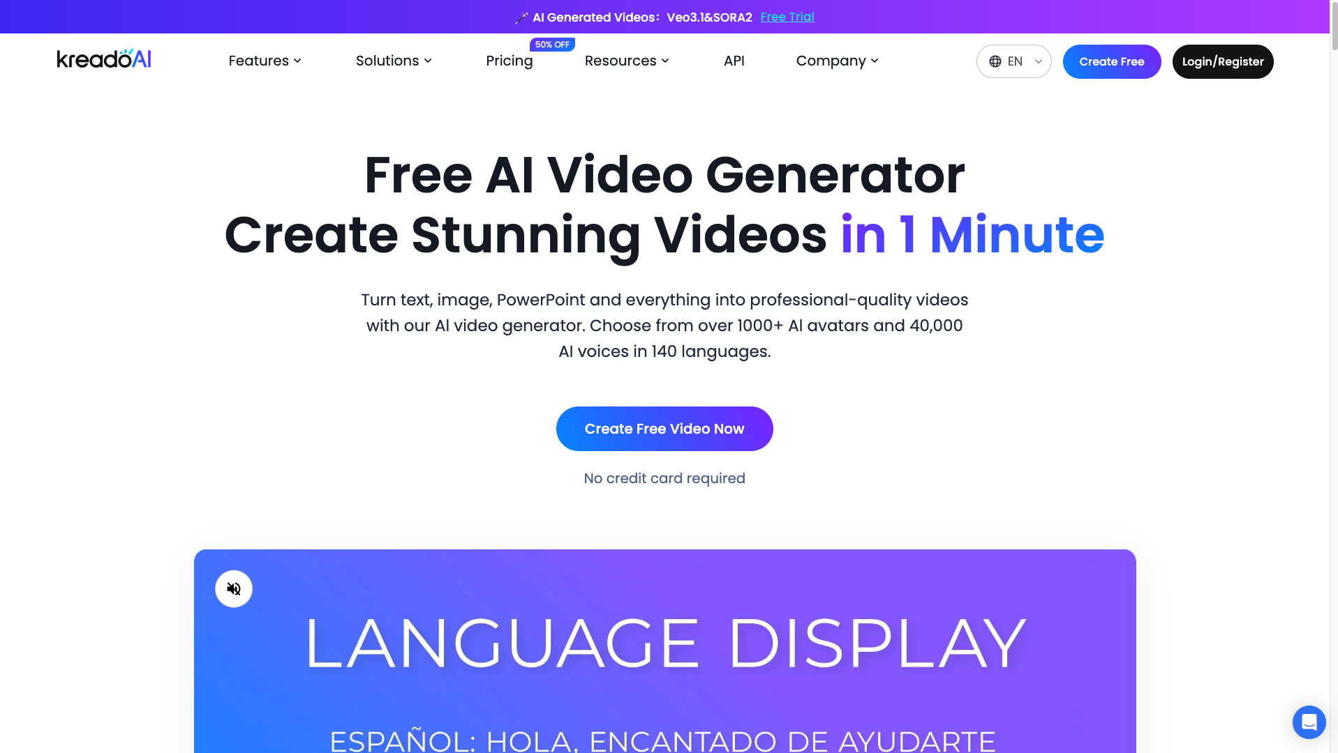 Screenshot of the Kreadoai website