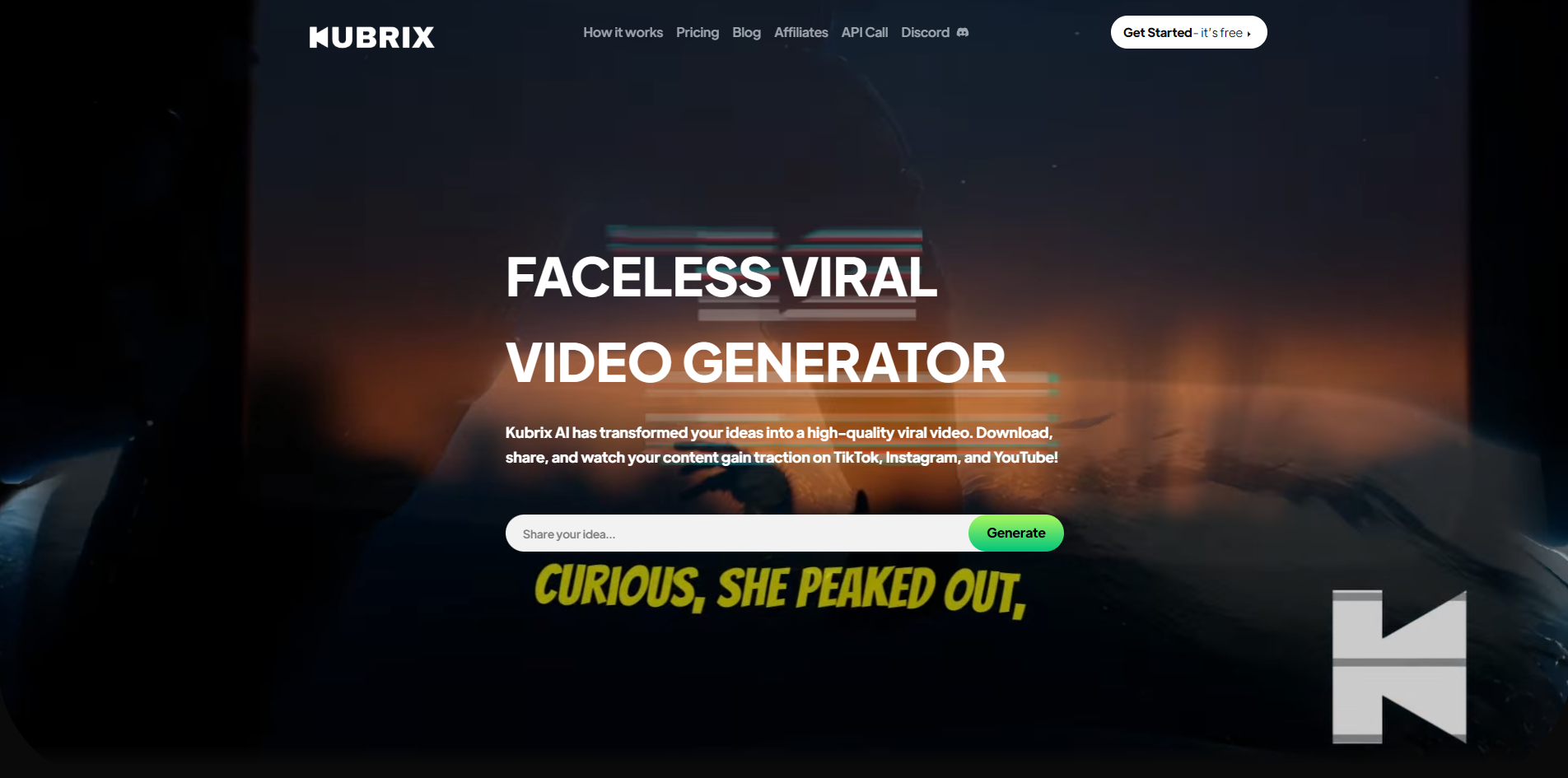 Screenshot of the Kubrix website