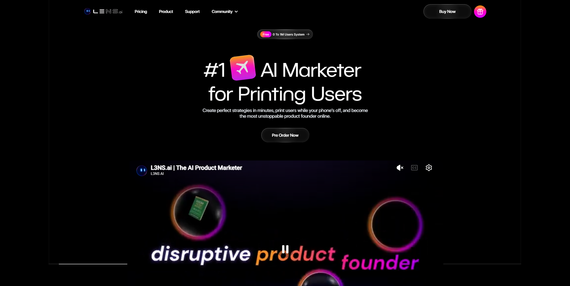 Screenshot of the L3NS.ai website