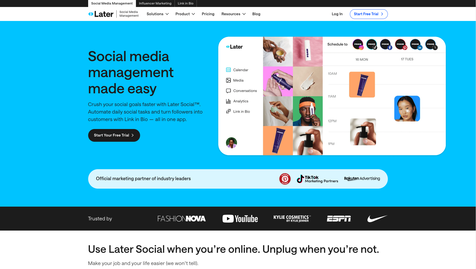 Screenshot of the Later.com website