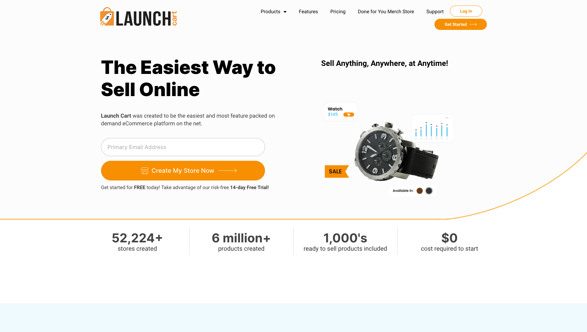 Screenshot of the Launch Cart website
