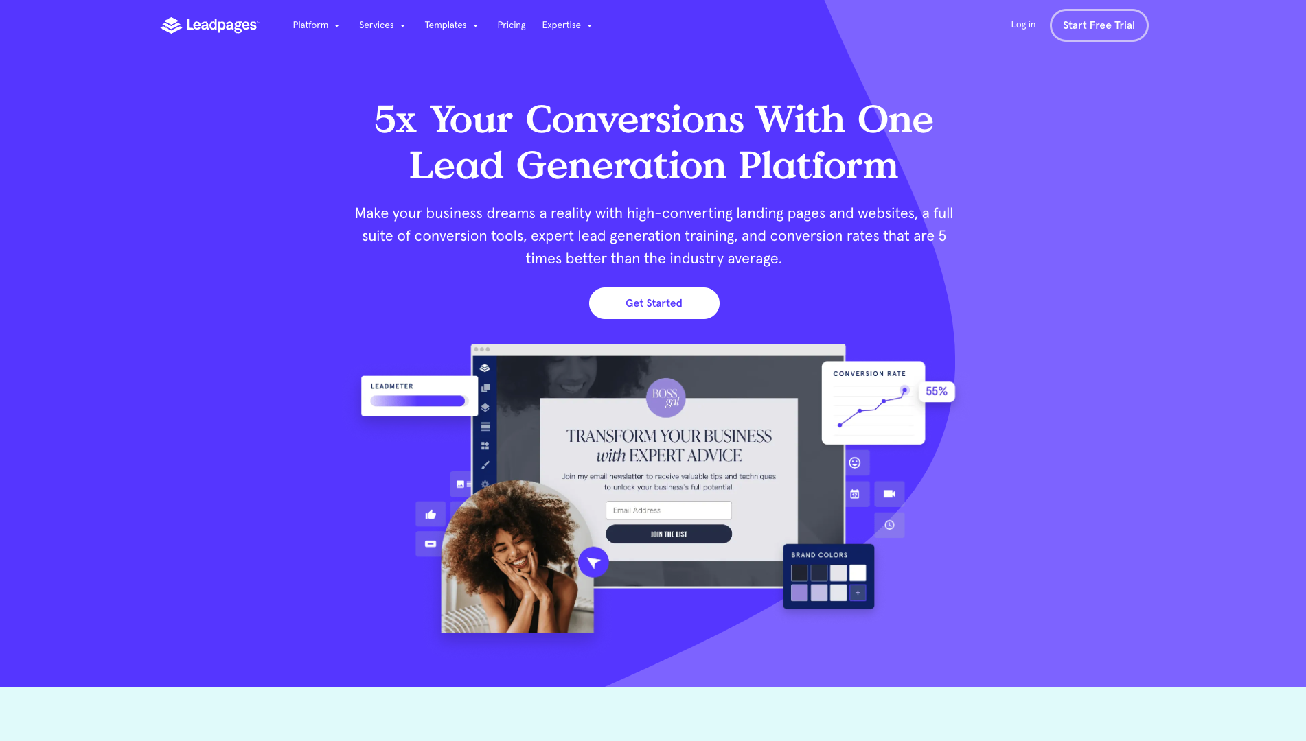 Screenshot of the Leadpages website