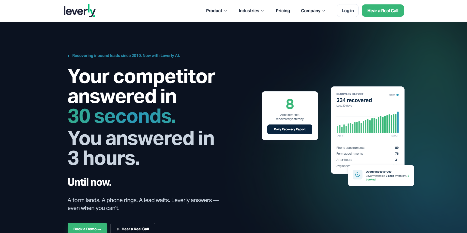Screenshot of the Leverly website