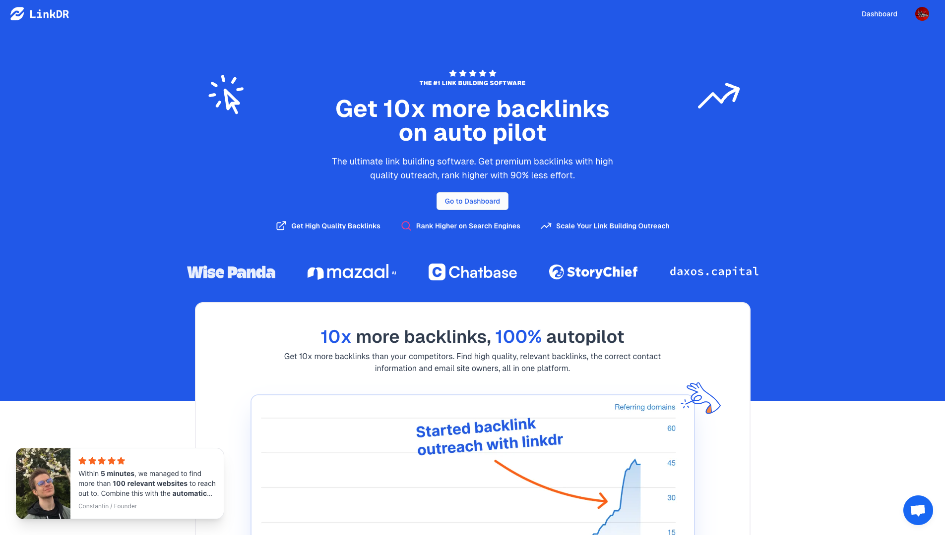 Screenshot of the LinkDR website