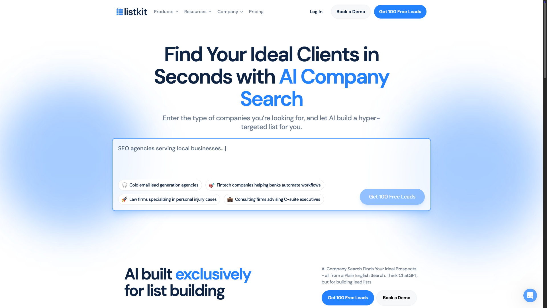 Screenshot of the ListKit website