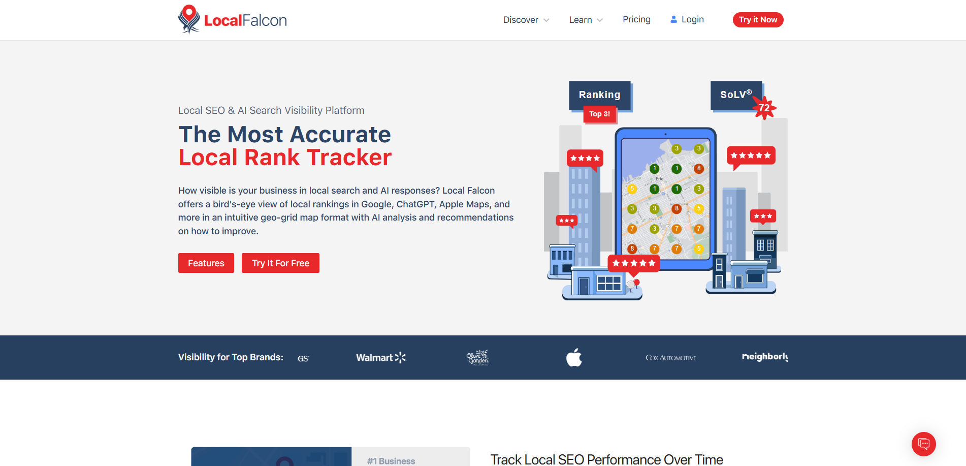 Screenshot of the Local Falcon website