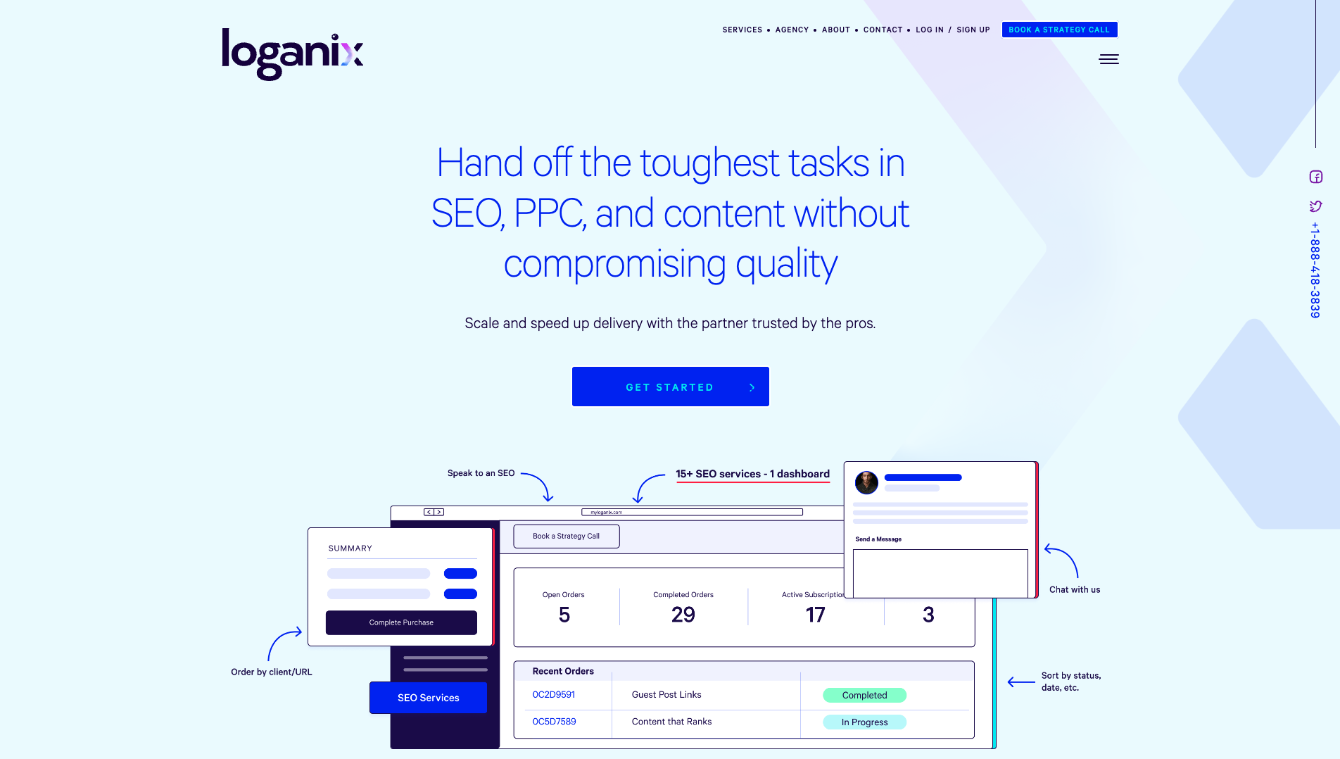 Screenshot of the Loganix website