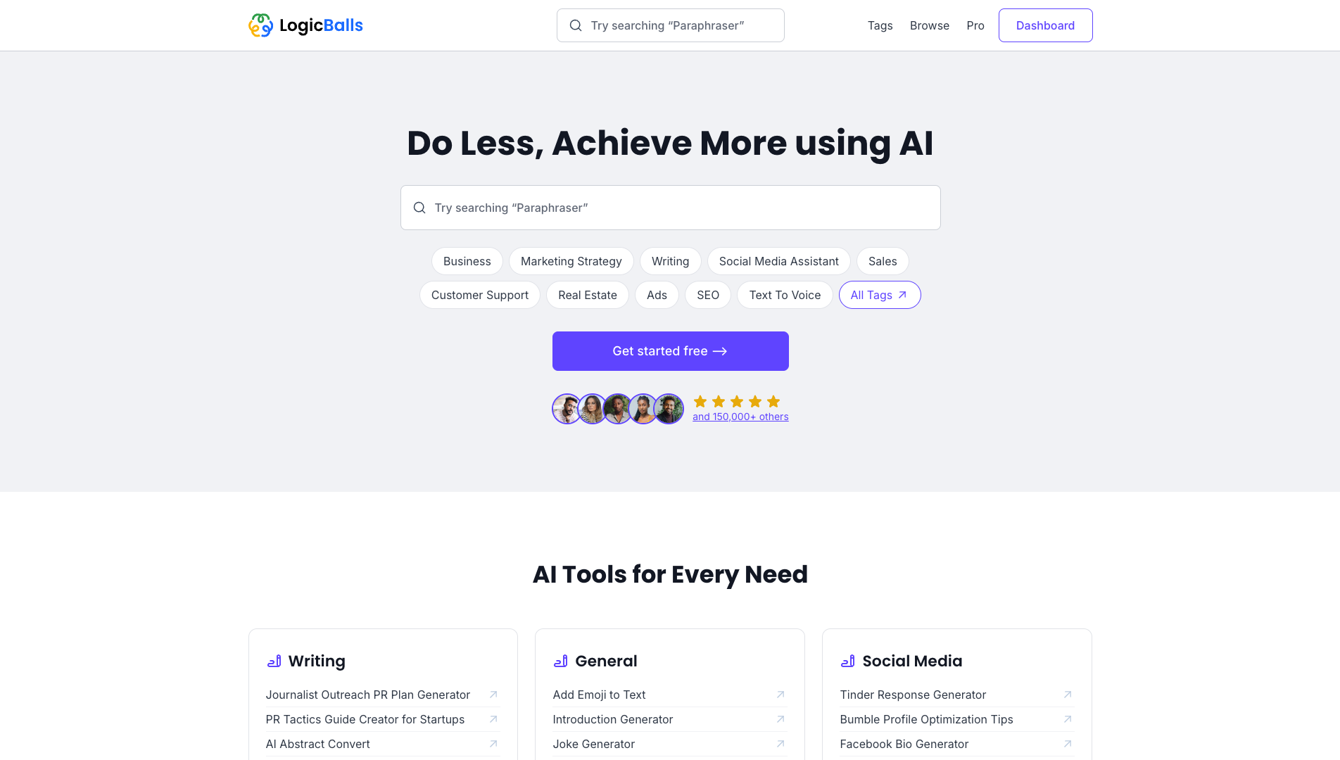 Screenshot of the LogicBalls website