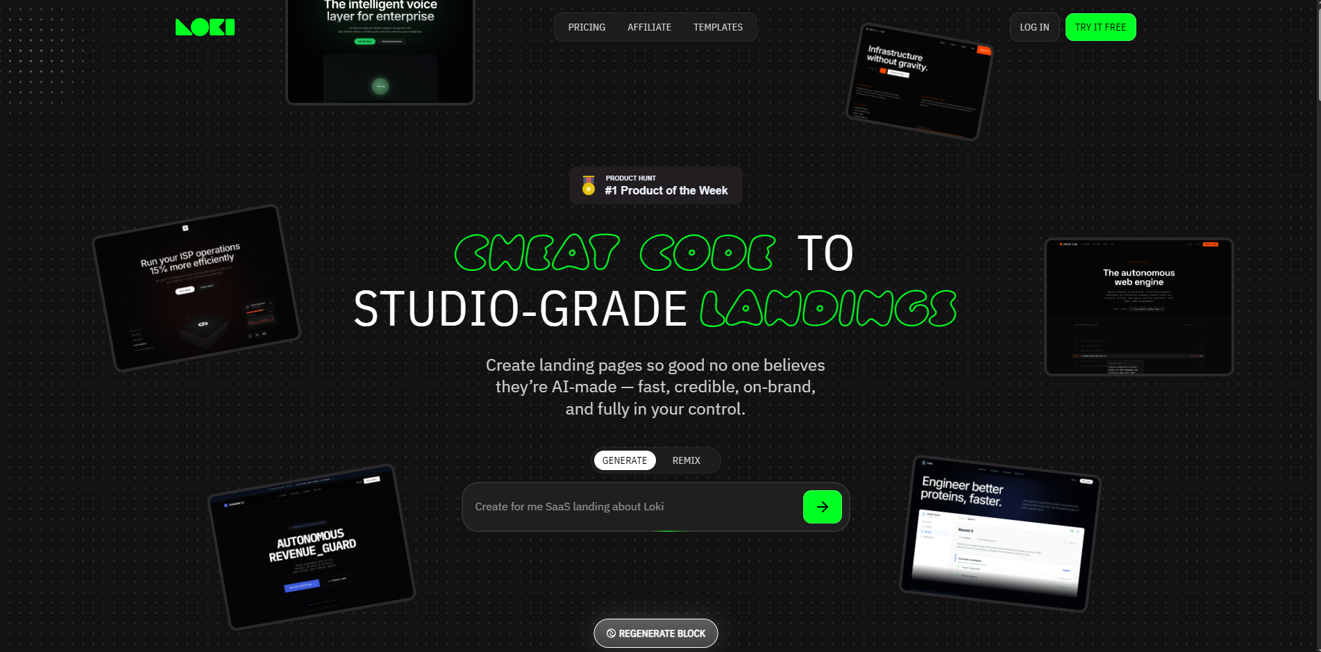 Screenshot of the Loki website