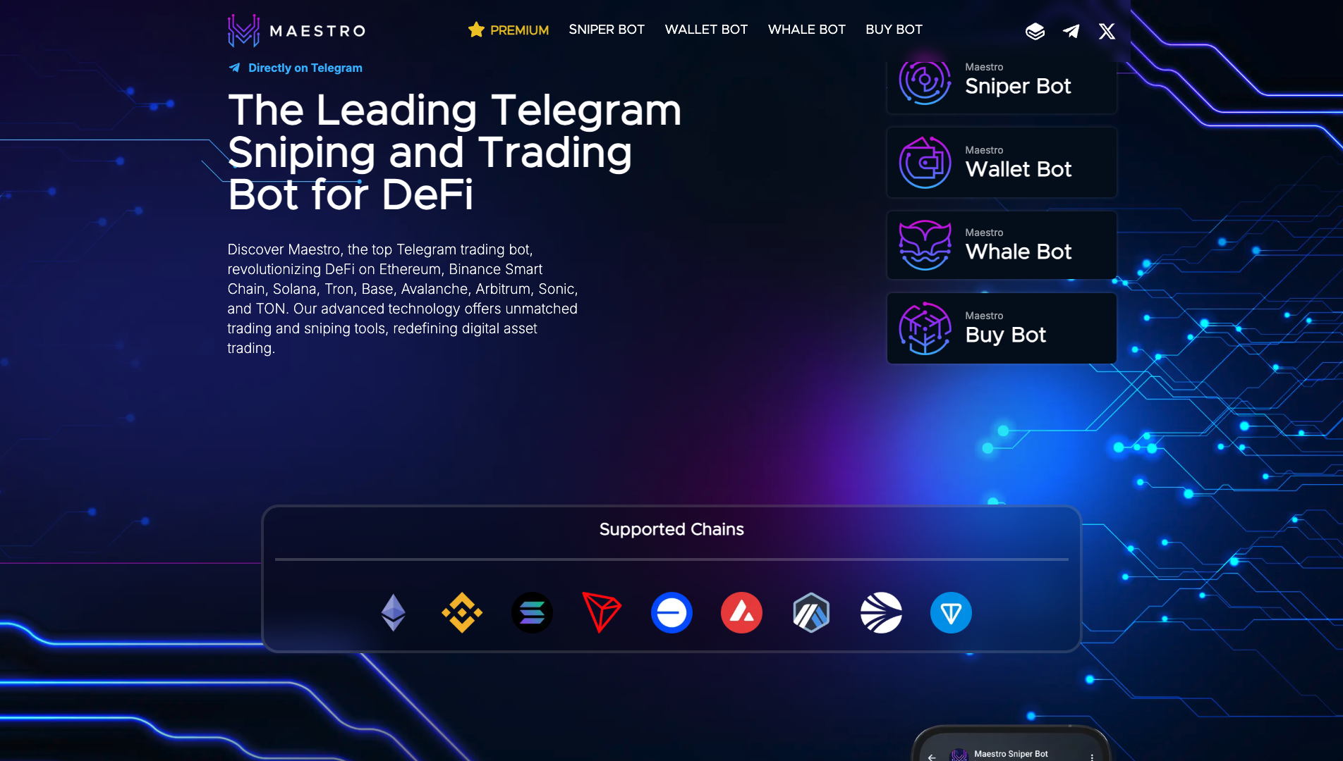 Screenshot of the Maestro website