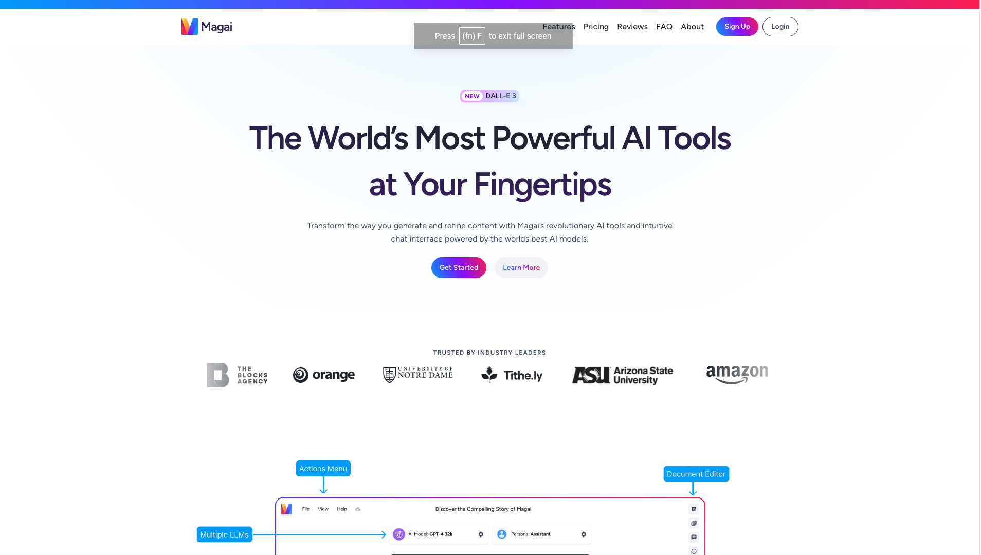 Screenshot of the Magai website
