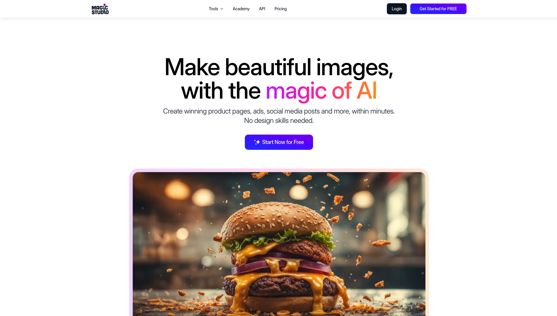 Screenshot of the MagicStudio website