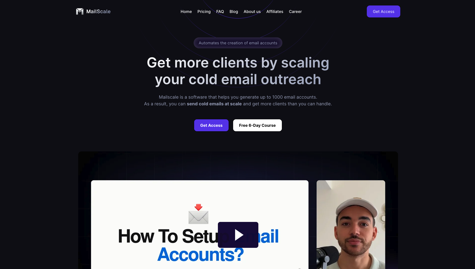 Screenshot of the MailScale website