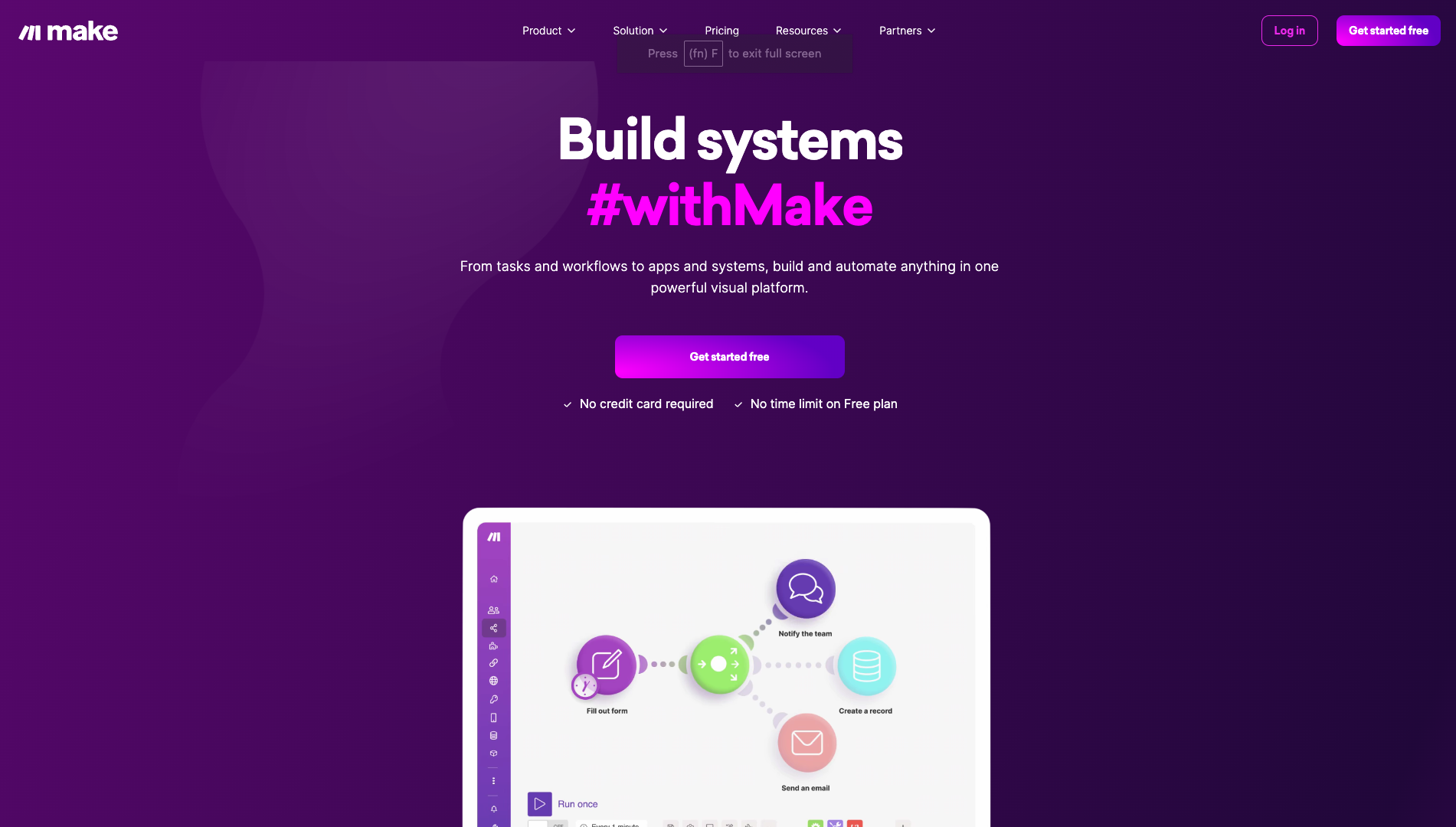 Screenshot of the Make.com website