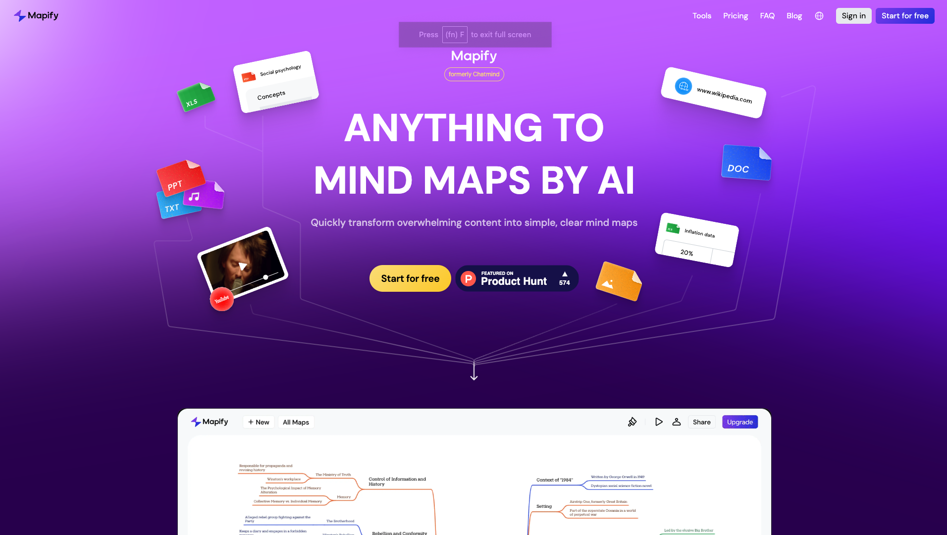 Screenshot of Mapify Homepage