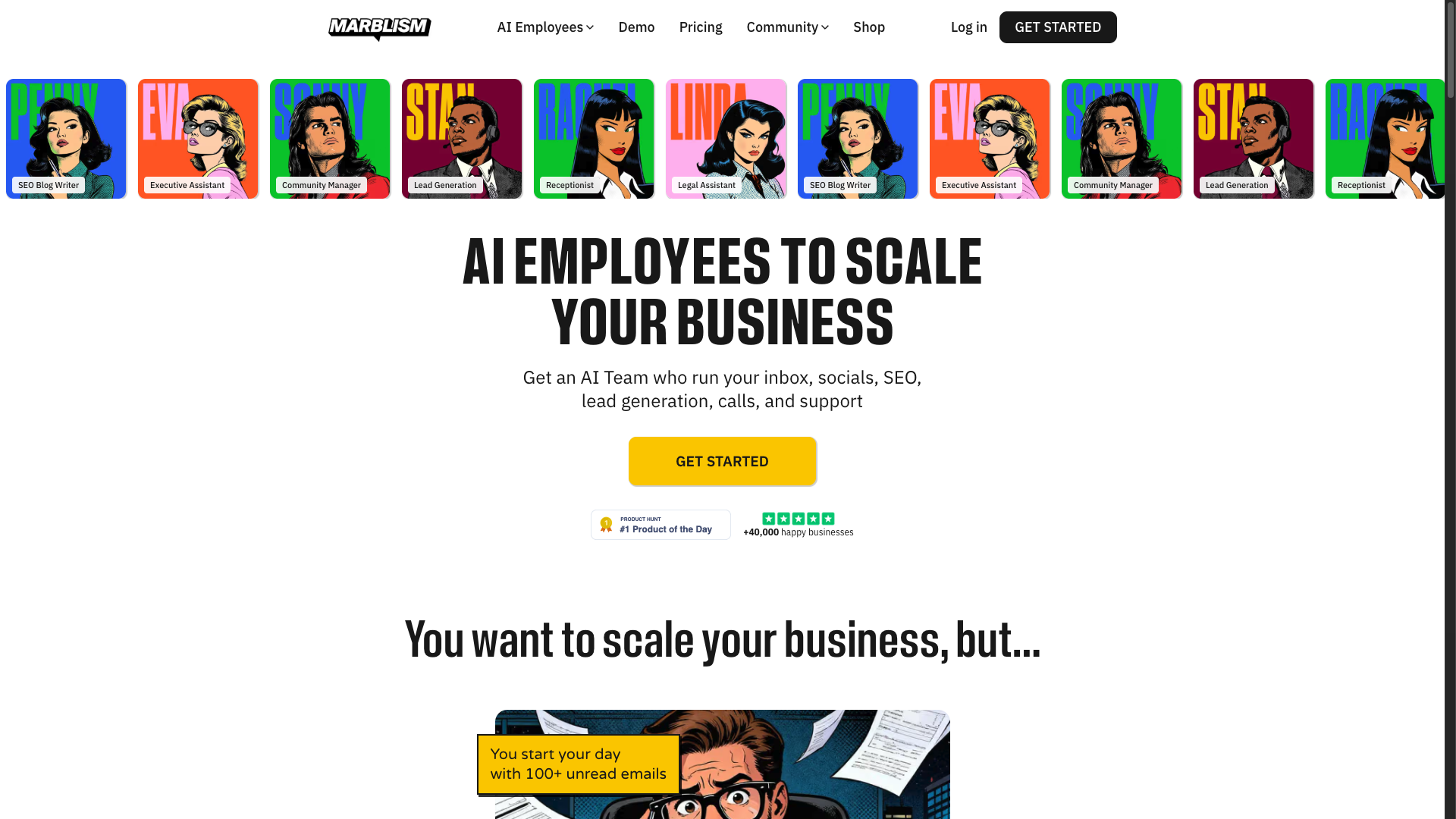 Screenshot of the Marblism website