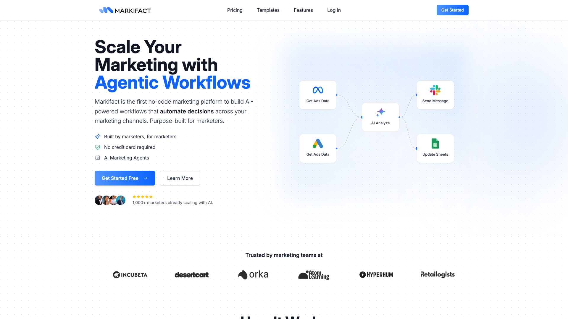 Screenshot of the Markifact website