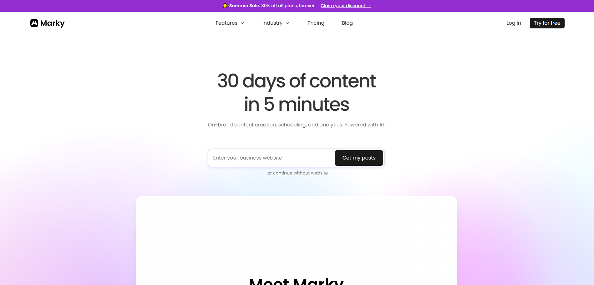 Screenshot of the Marky website