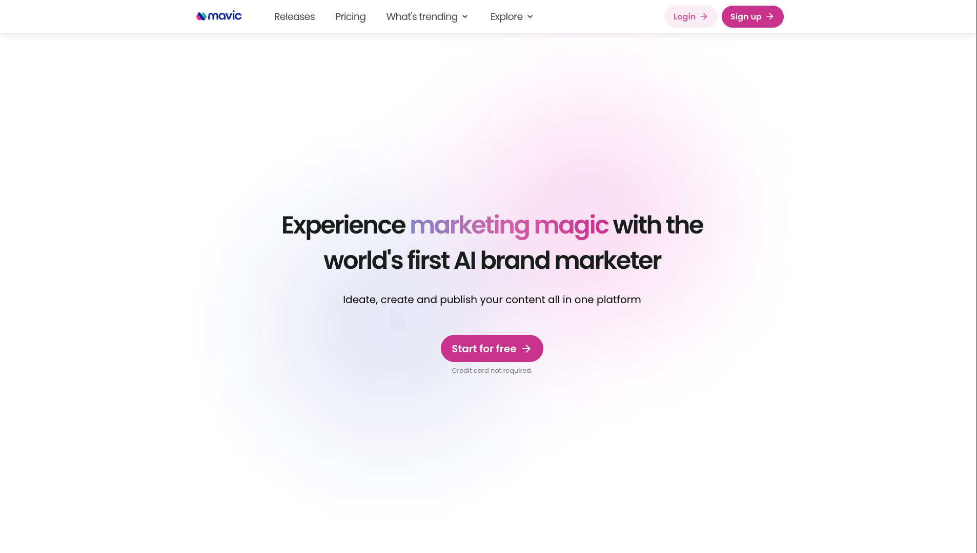 Screenshot of the Mavic website