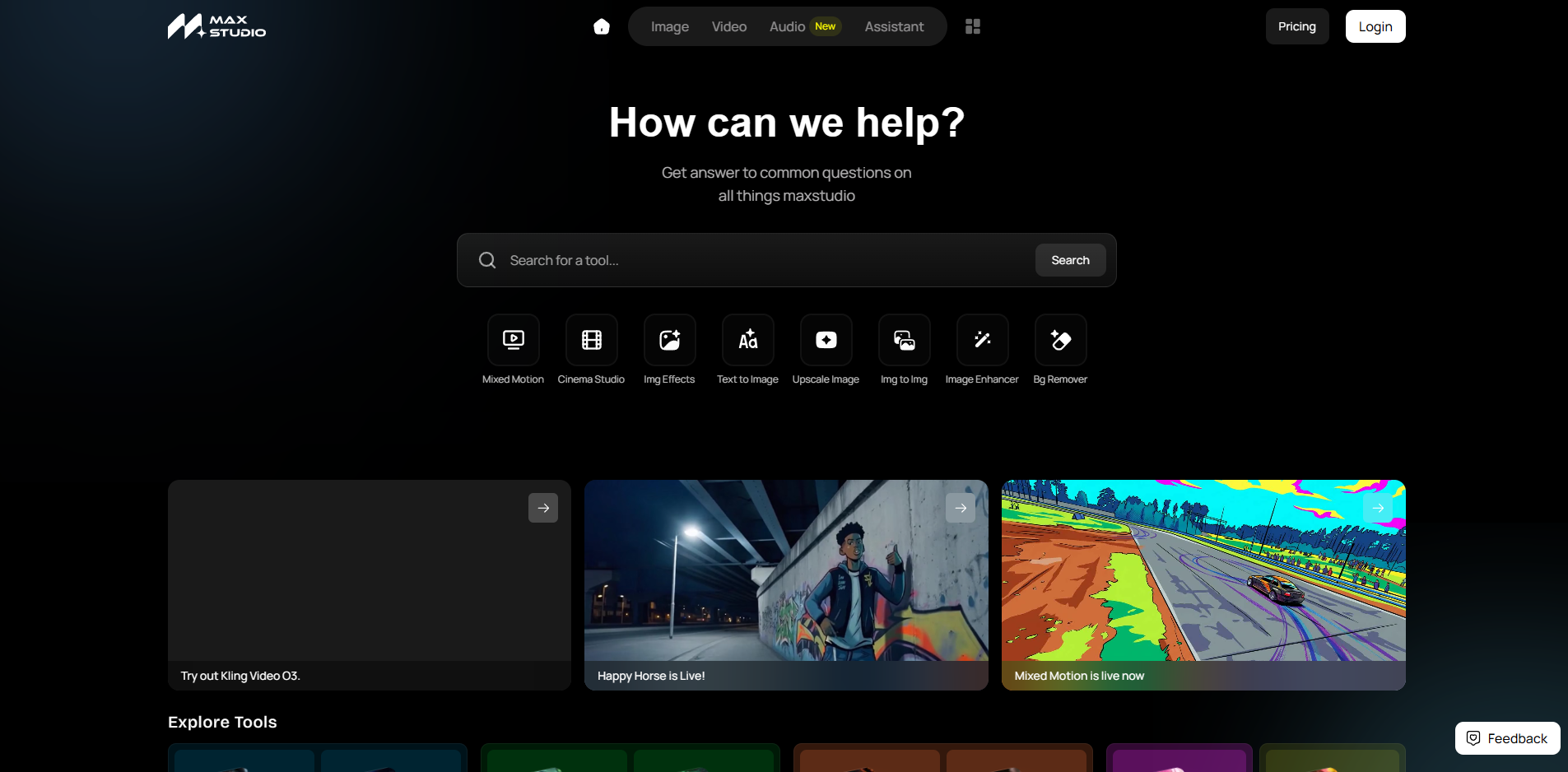 Screenshot of the Max Studio website