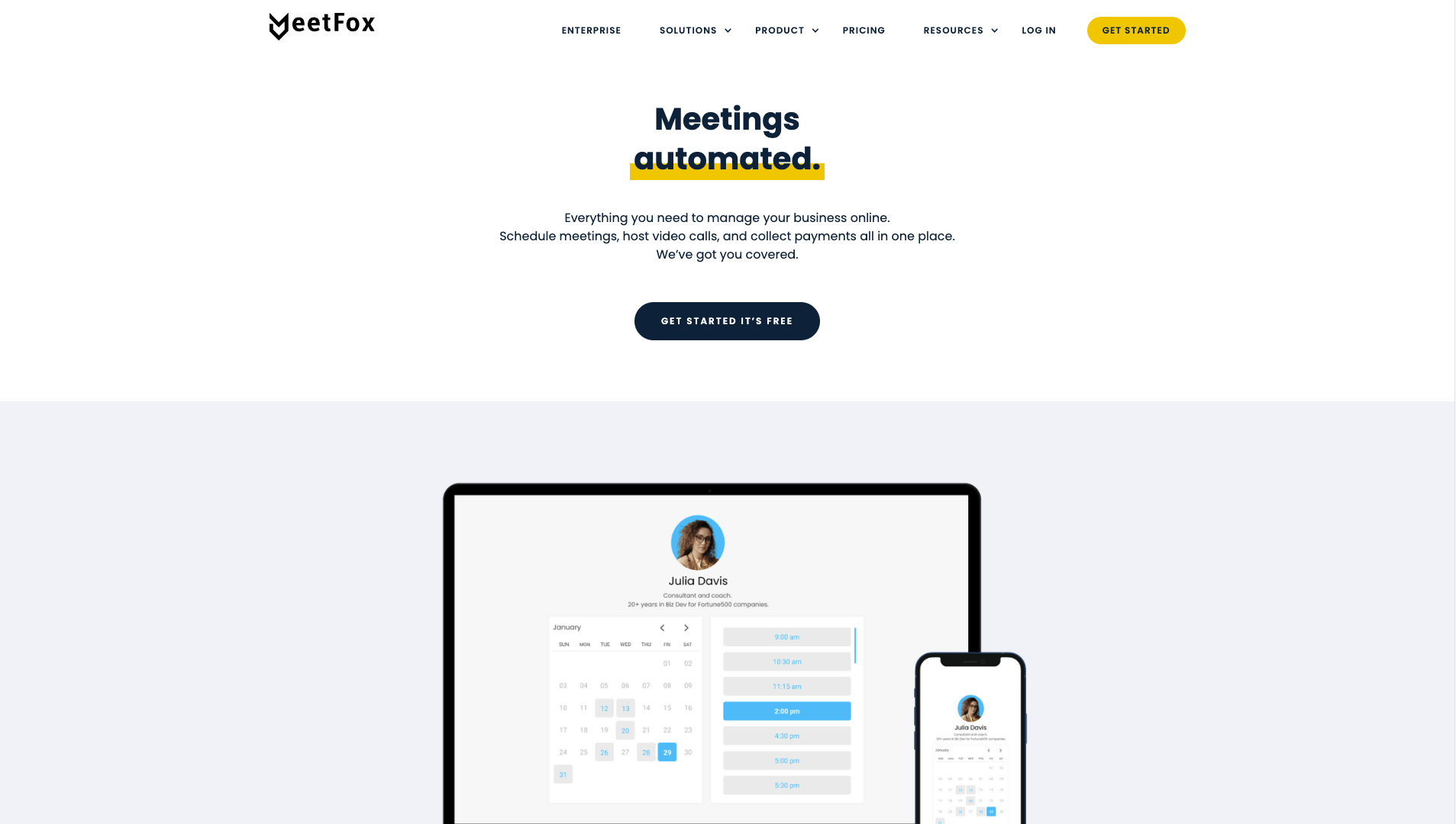 Screenshot of Meetfox Homepage