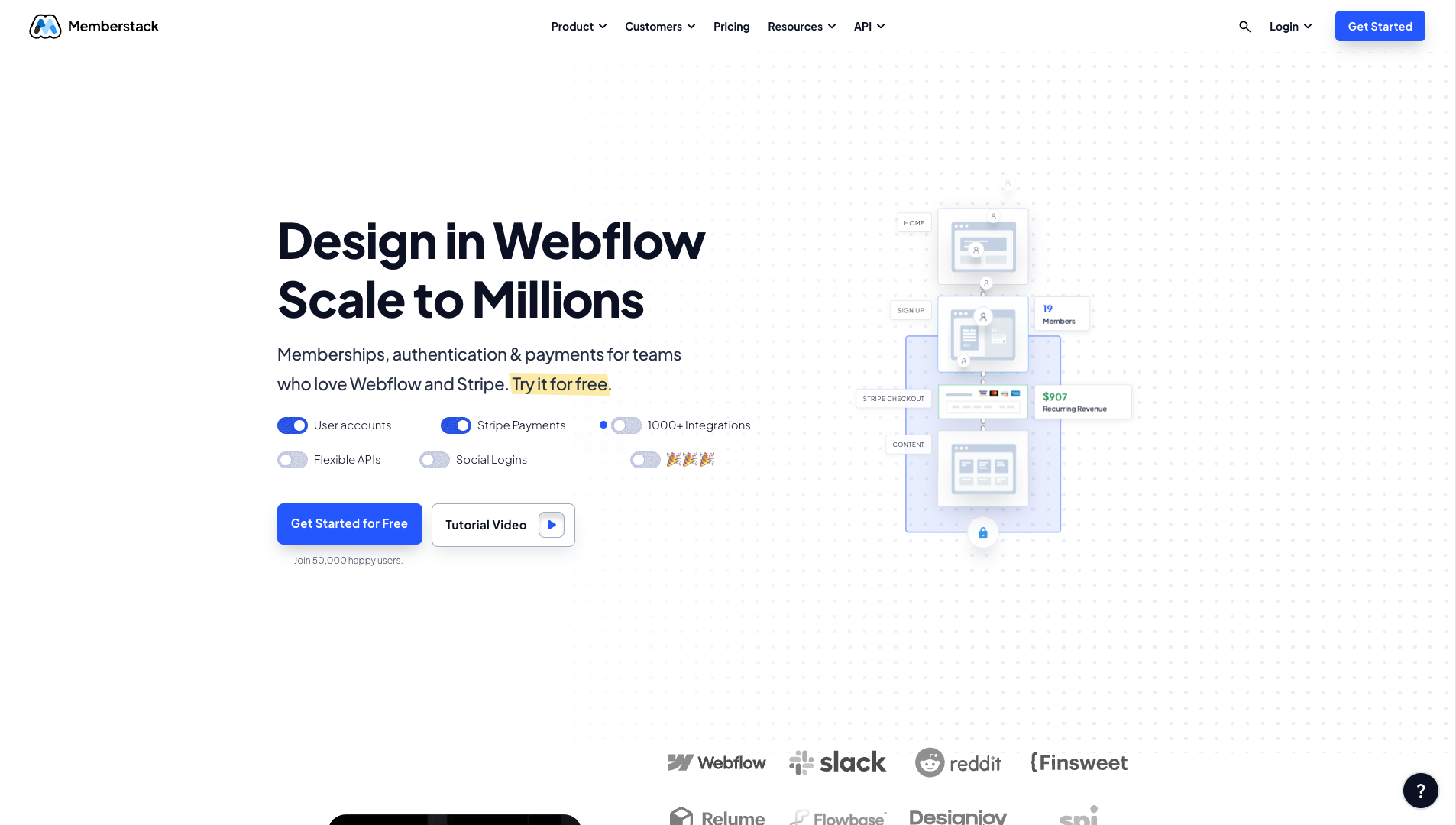 Screenshot of the Memberstack website