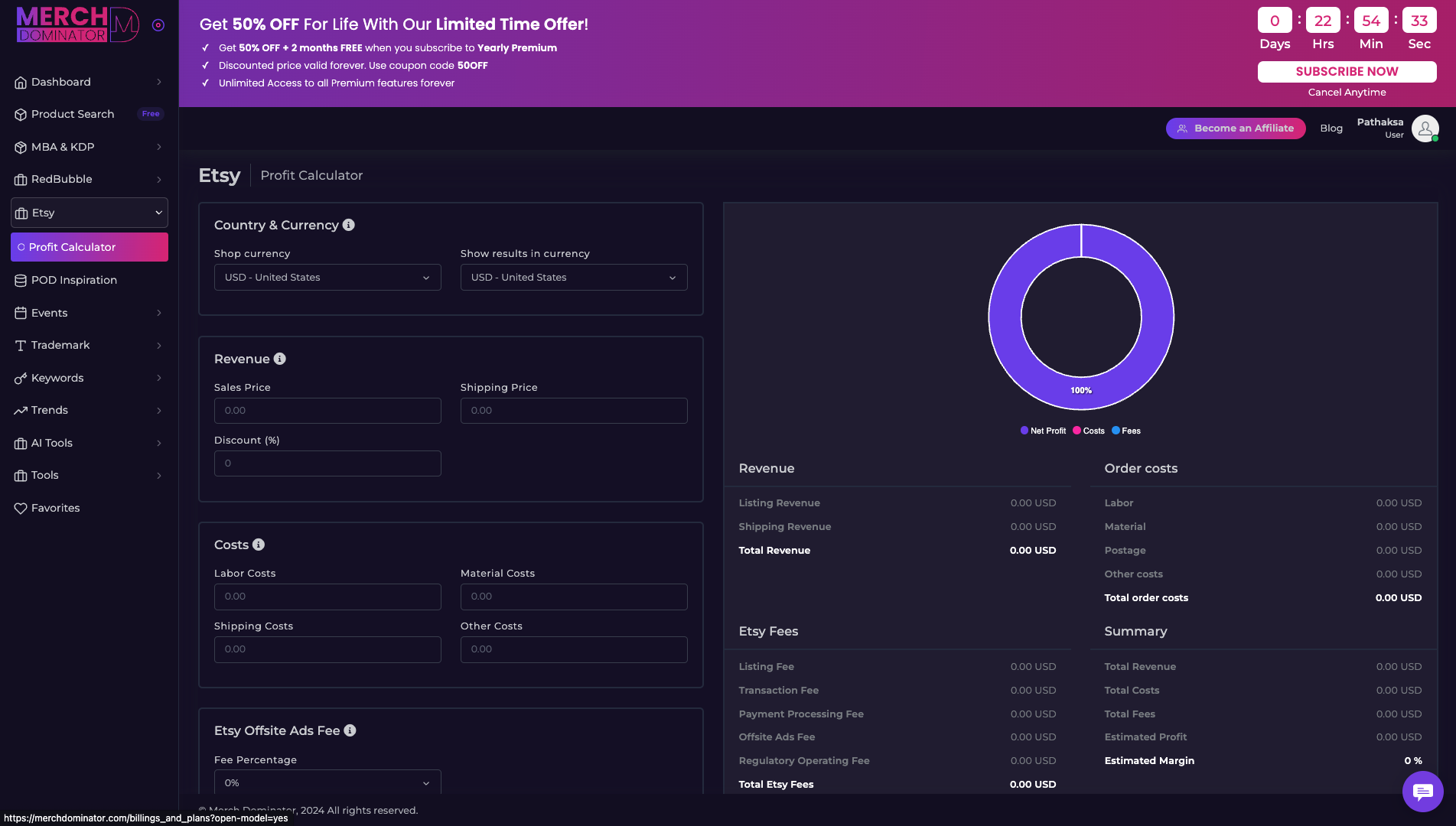 Etsy Profit Calculator