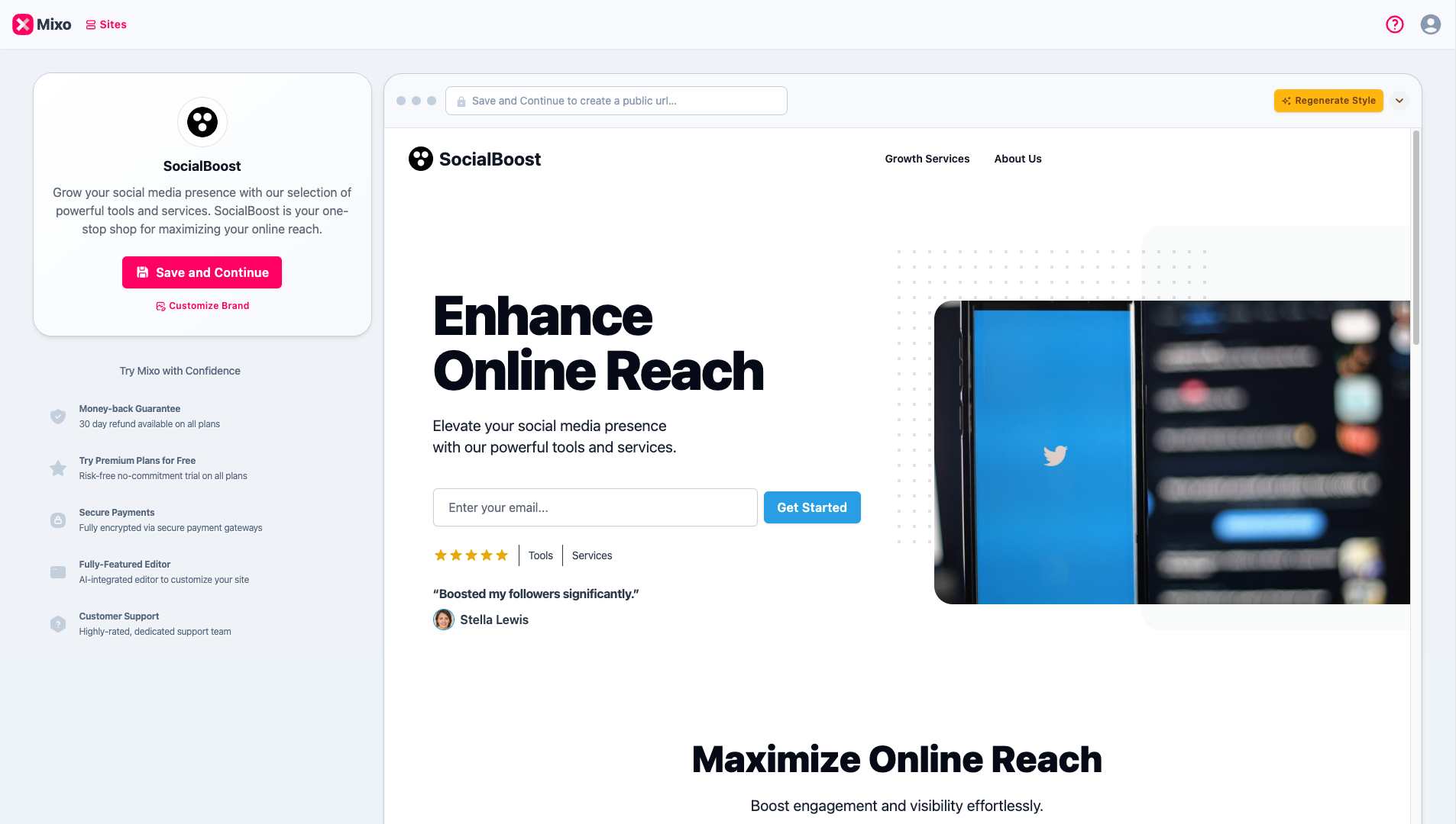 Generated Website Result