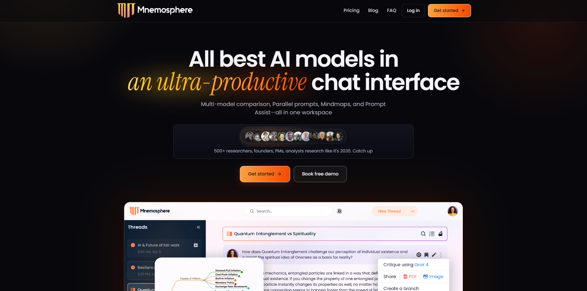 Screenshot of the Mnemosphere website