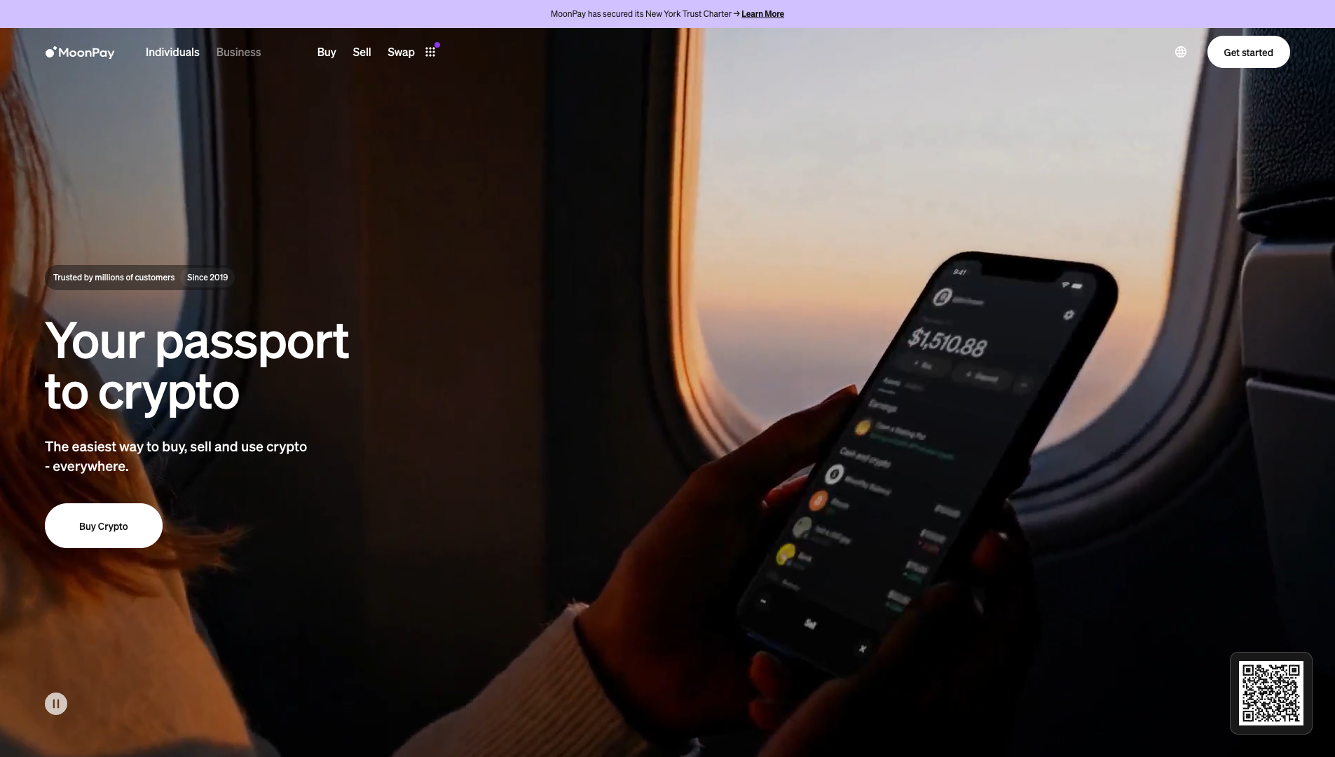 Screenshot of the MoonPay website