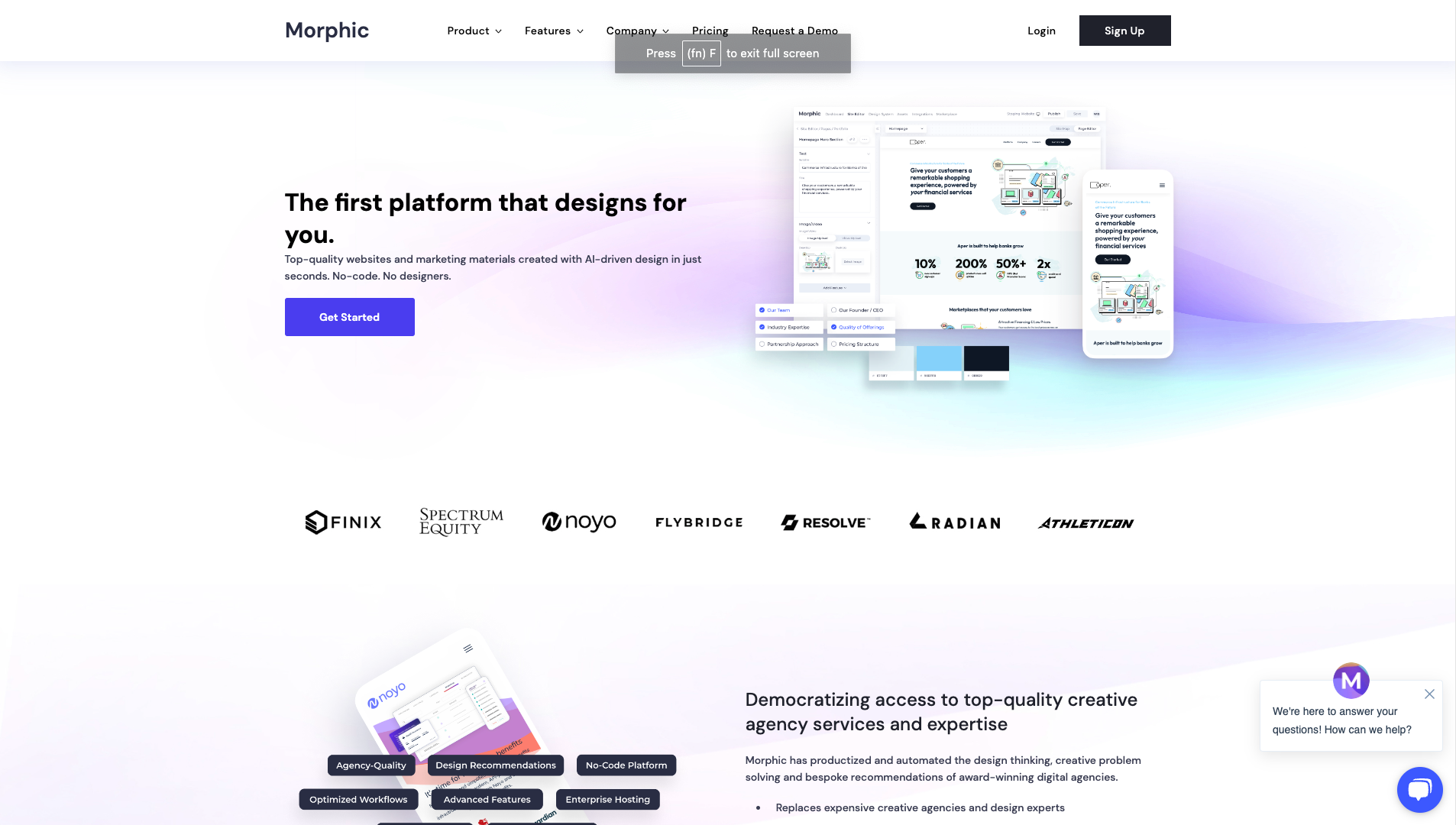 Screenshot of the Morphic website