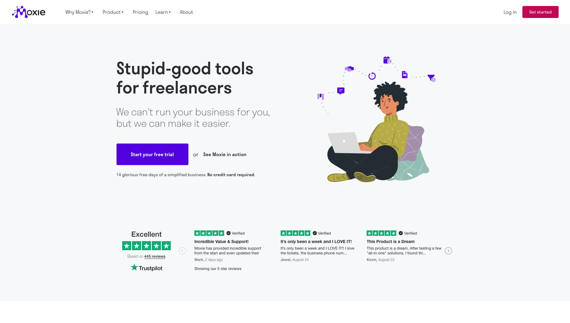 Screenshot of the Moxie website