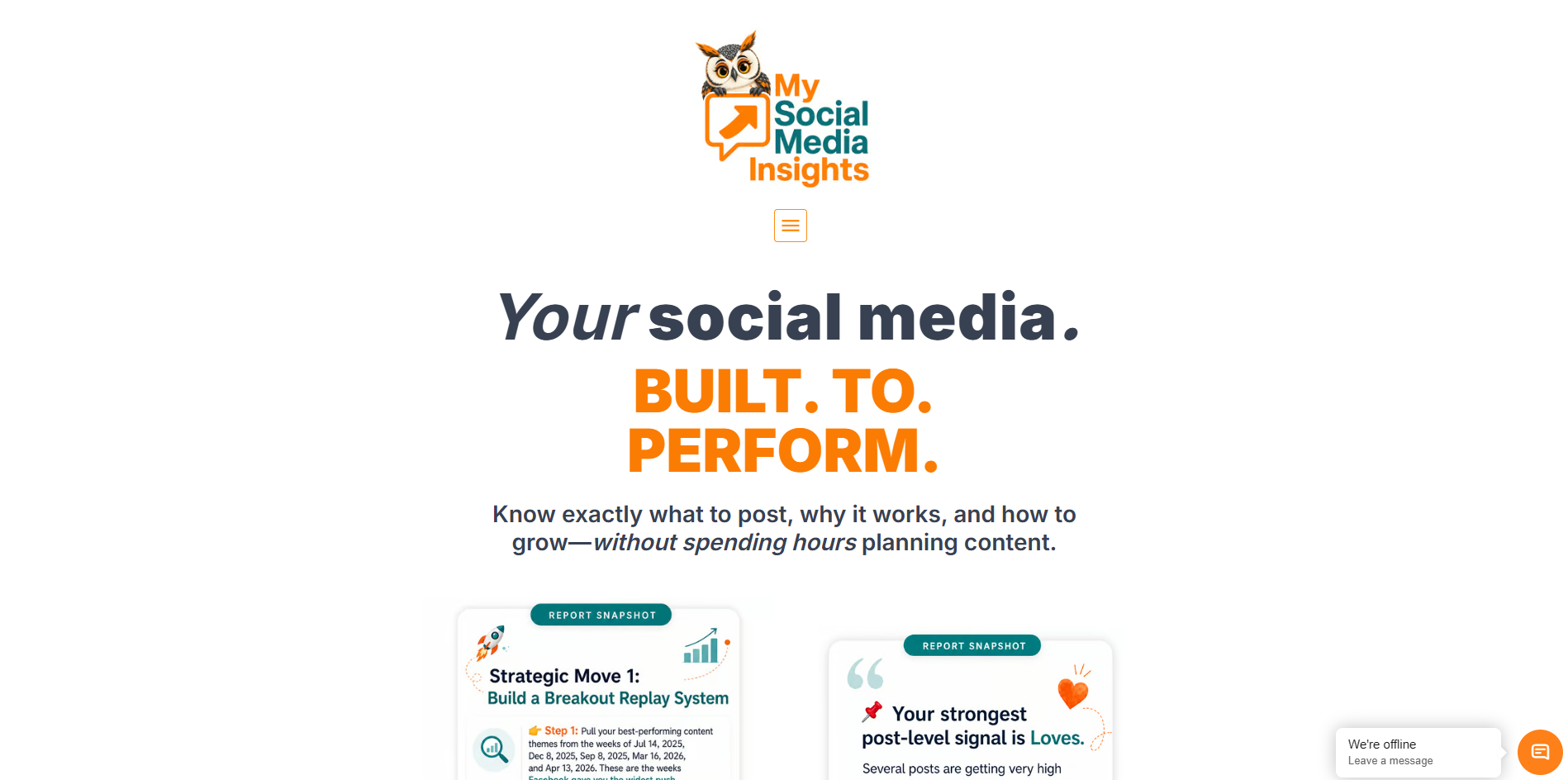Screenshot of the My Social Media Insights website
