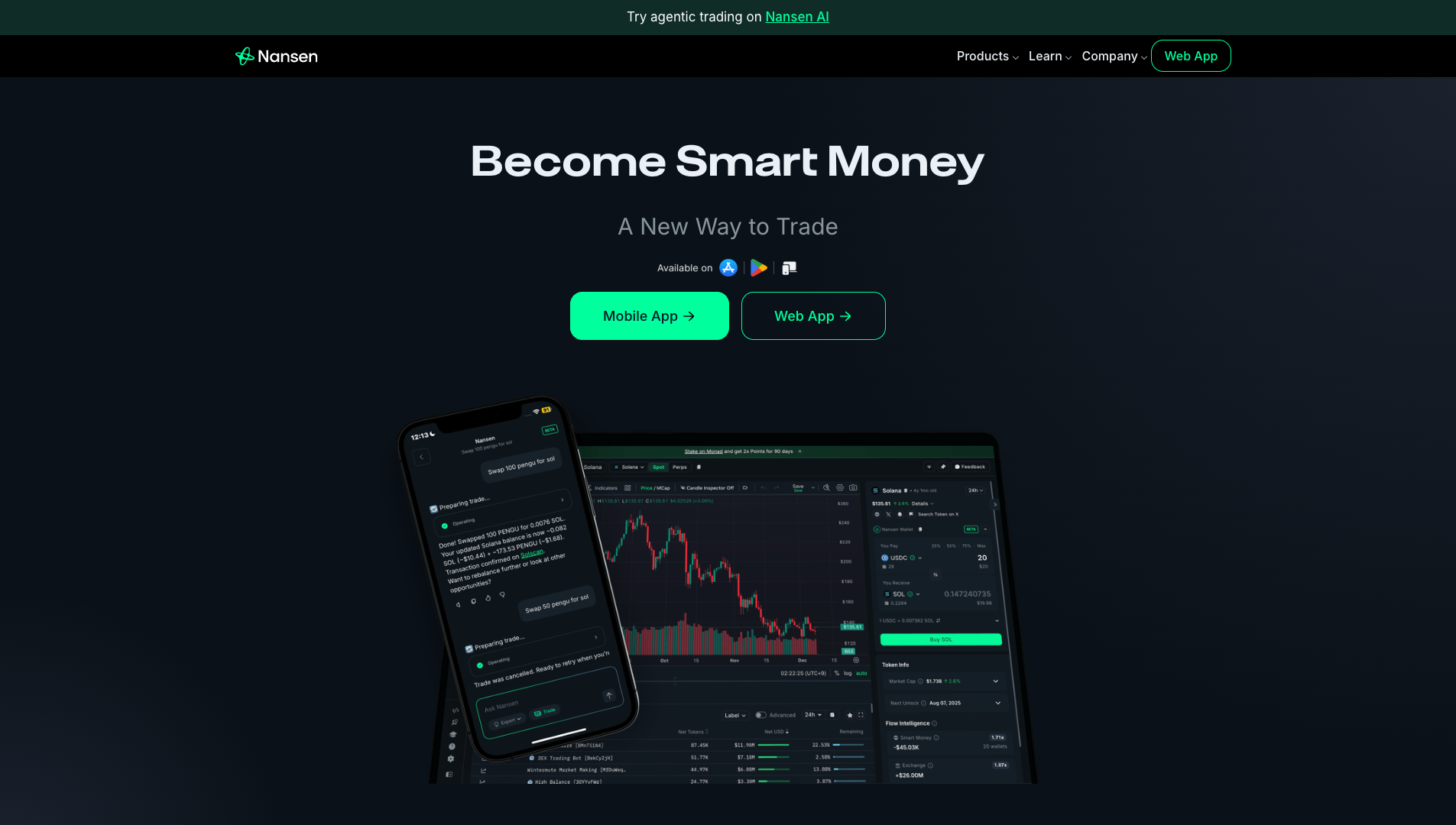 Screenshot of the Nansen website