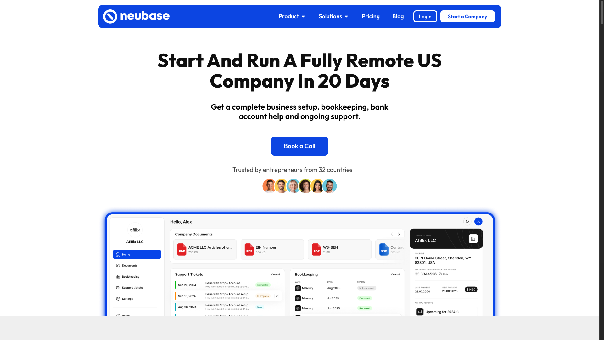 Screenshot of the Neubase website