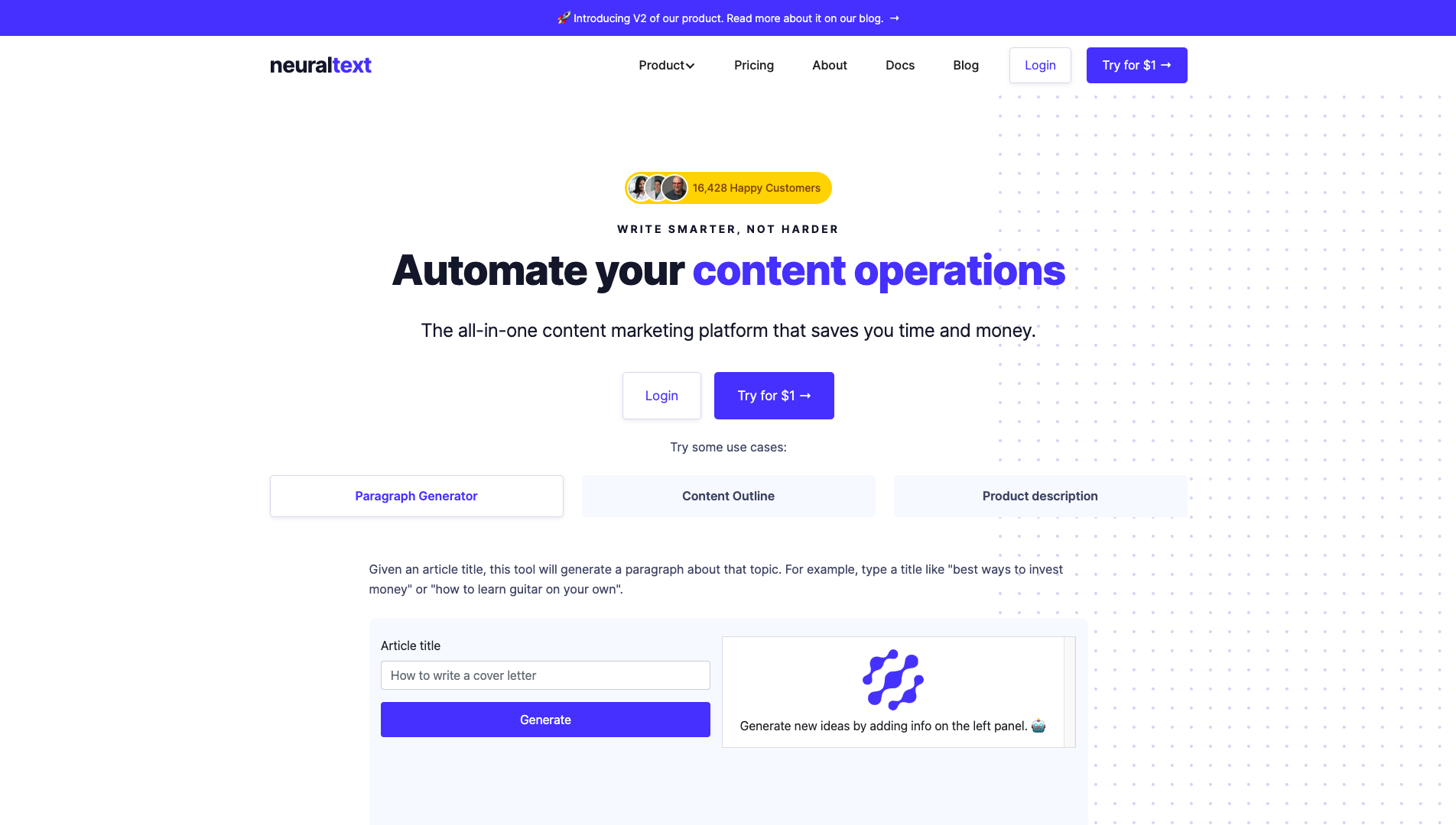 Screenshot of the NeuralText website