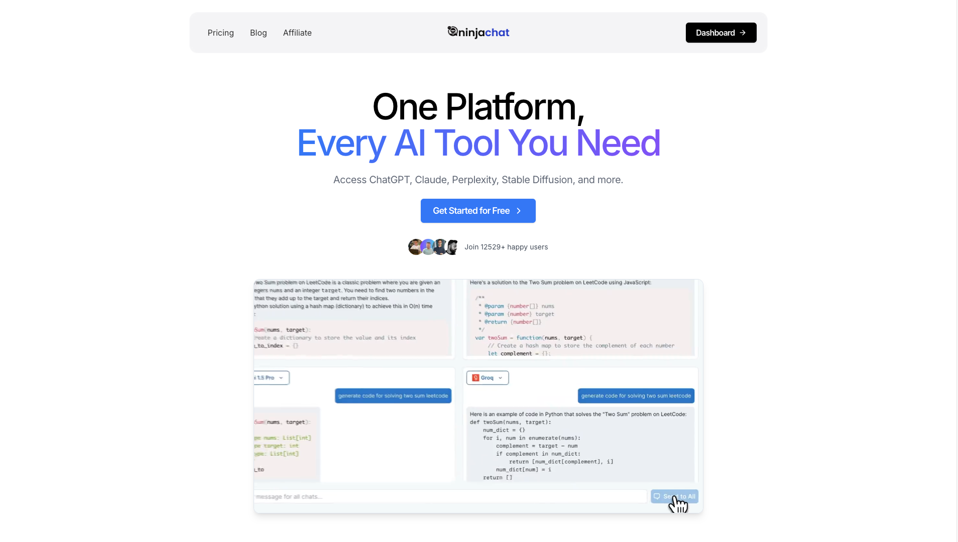Screenshot of the Ninjachat website