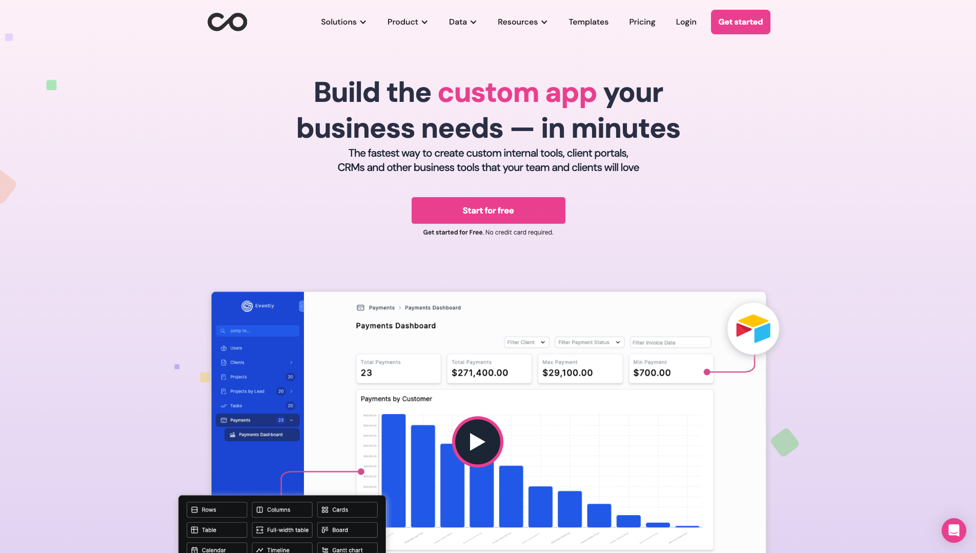 Screenshot of the Noloco website