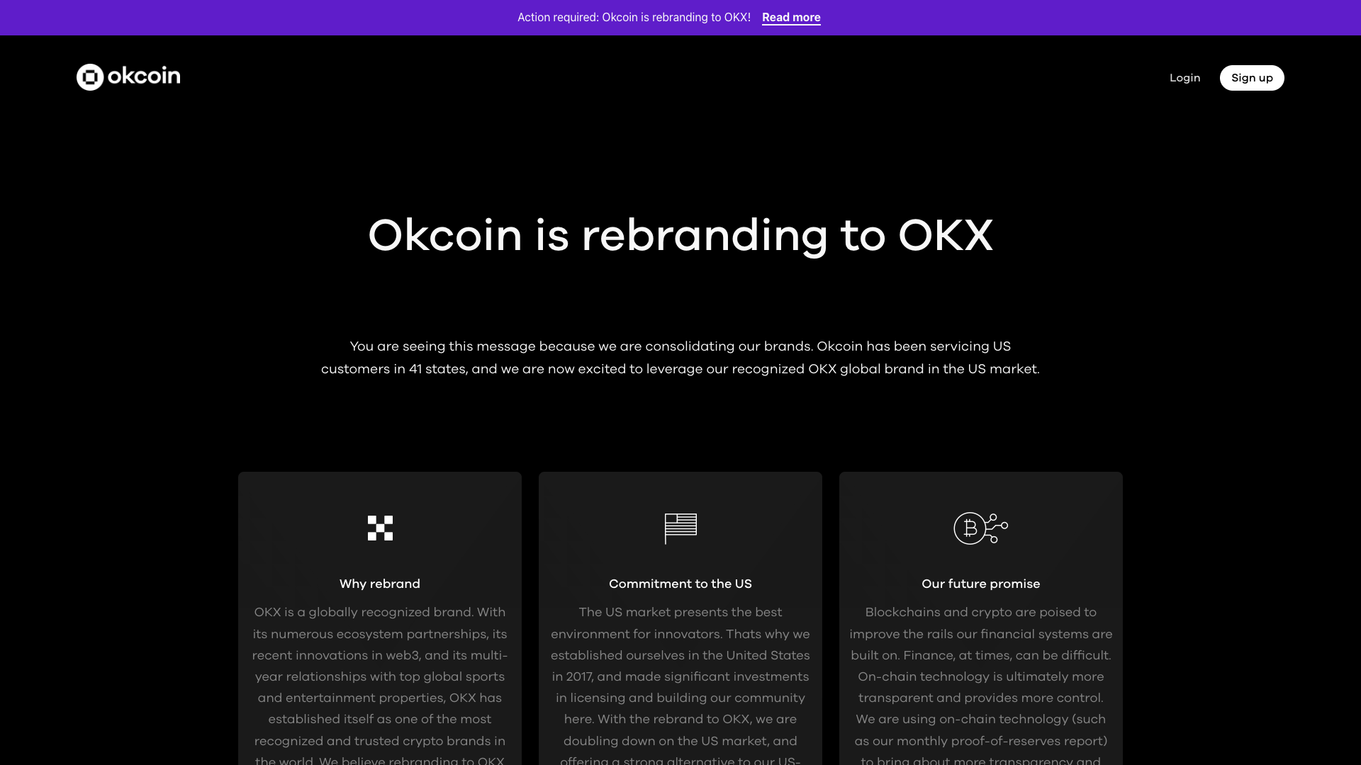 Screenshot of the OKCoin website