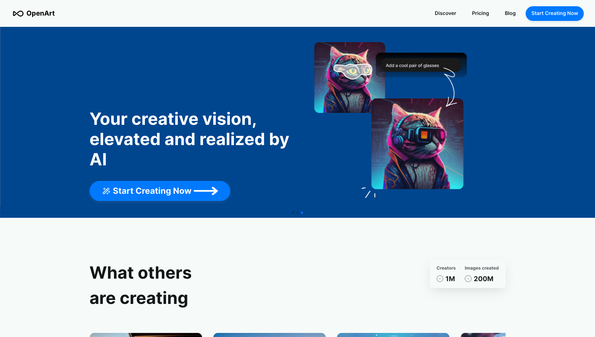 Screenshot of the OpenArt website
