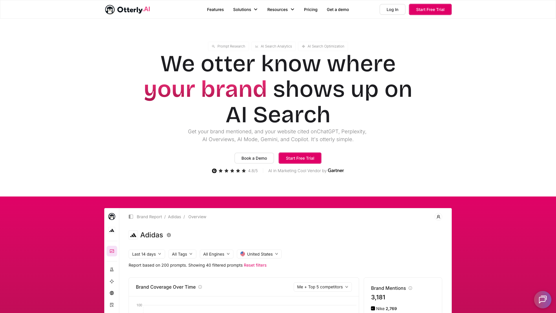 Screenshot of the Otterly website