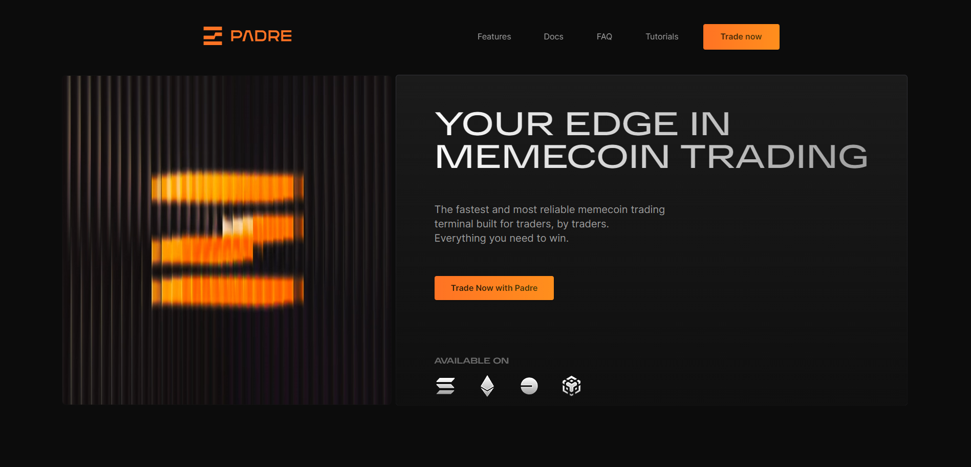 Screenshot of the Padre website