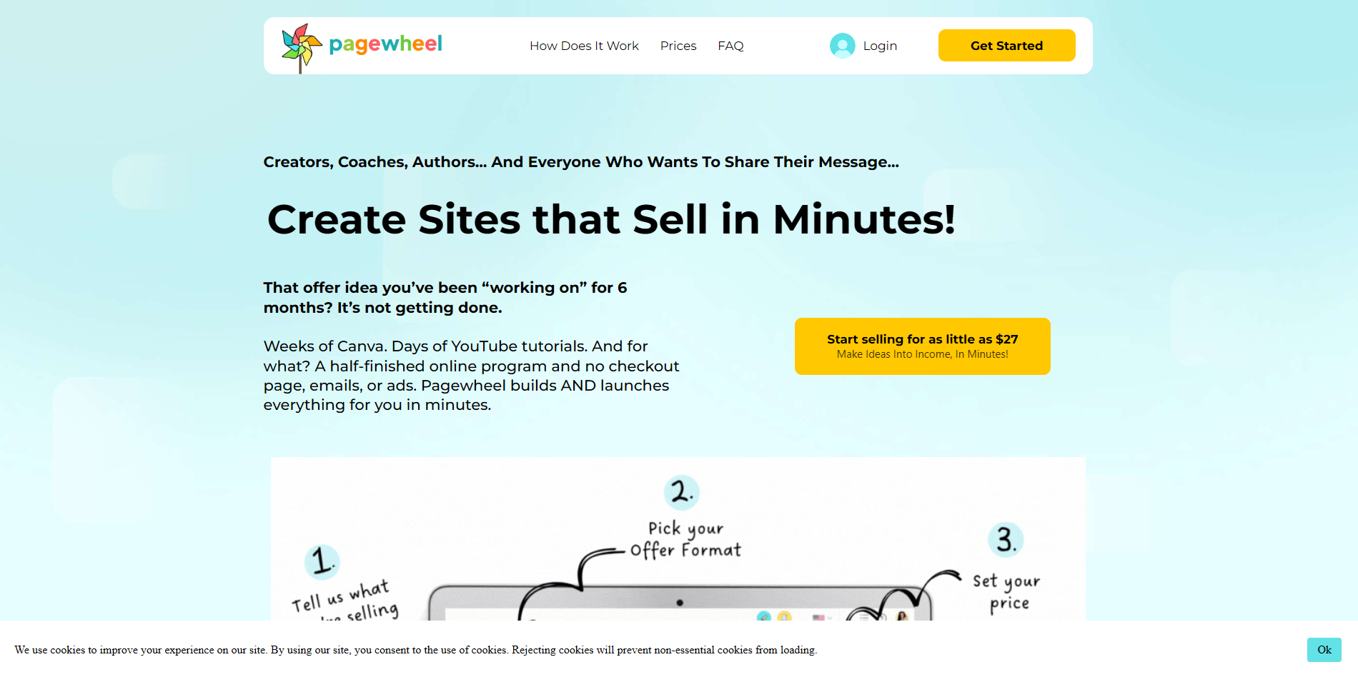 Screenshot of the Pagewheel website