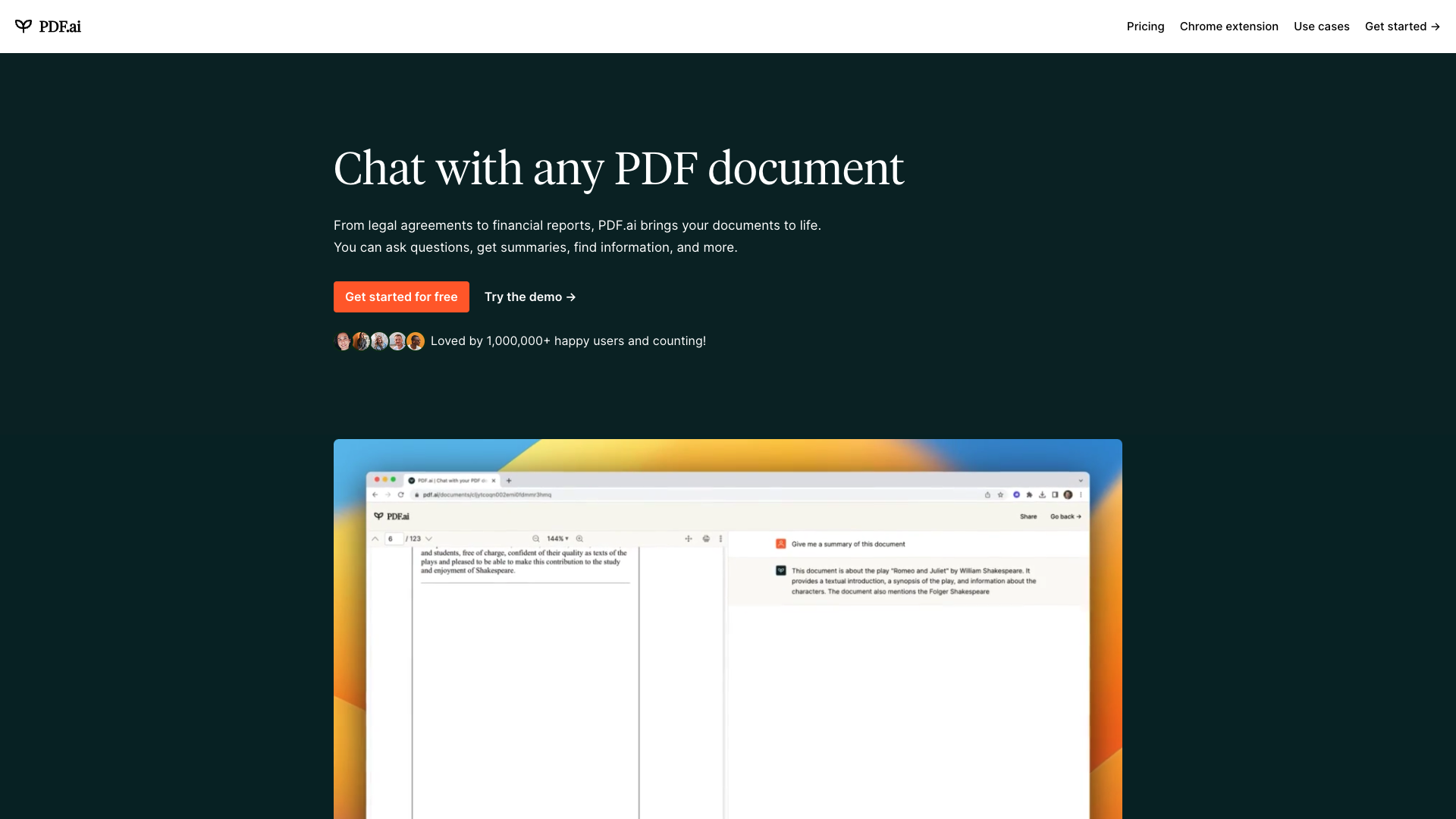 Screenshot of the PDF.ai website