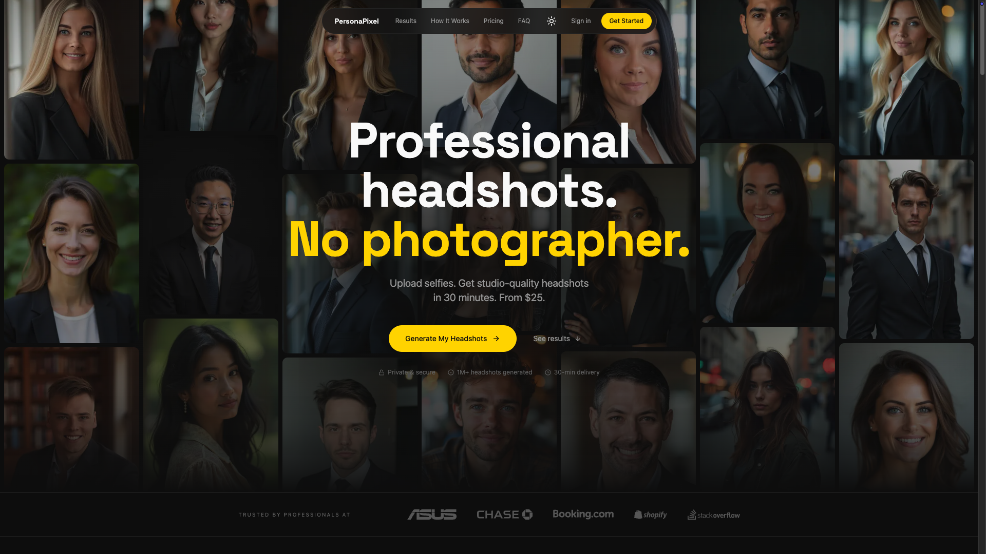 Screenshot of the PersonaPixel website