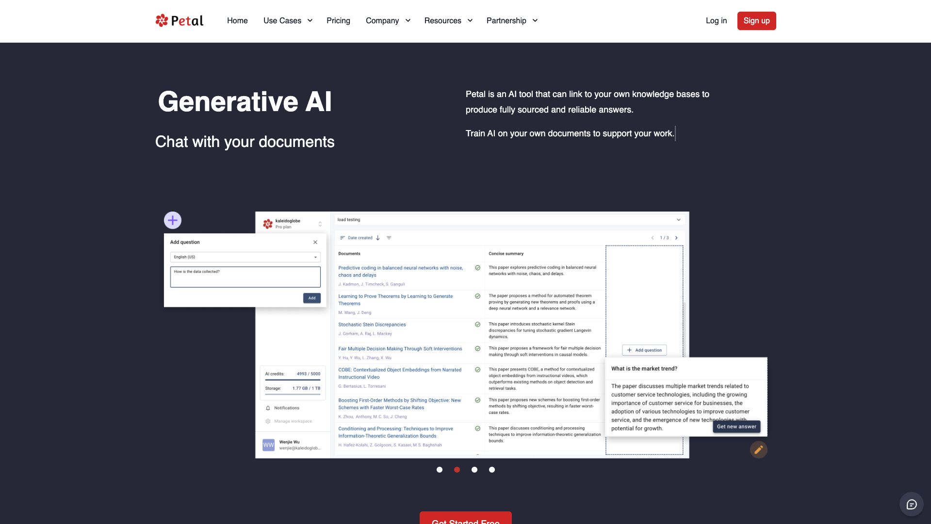 Screenshot of the Petal website