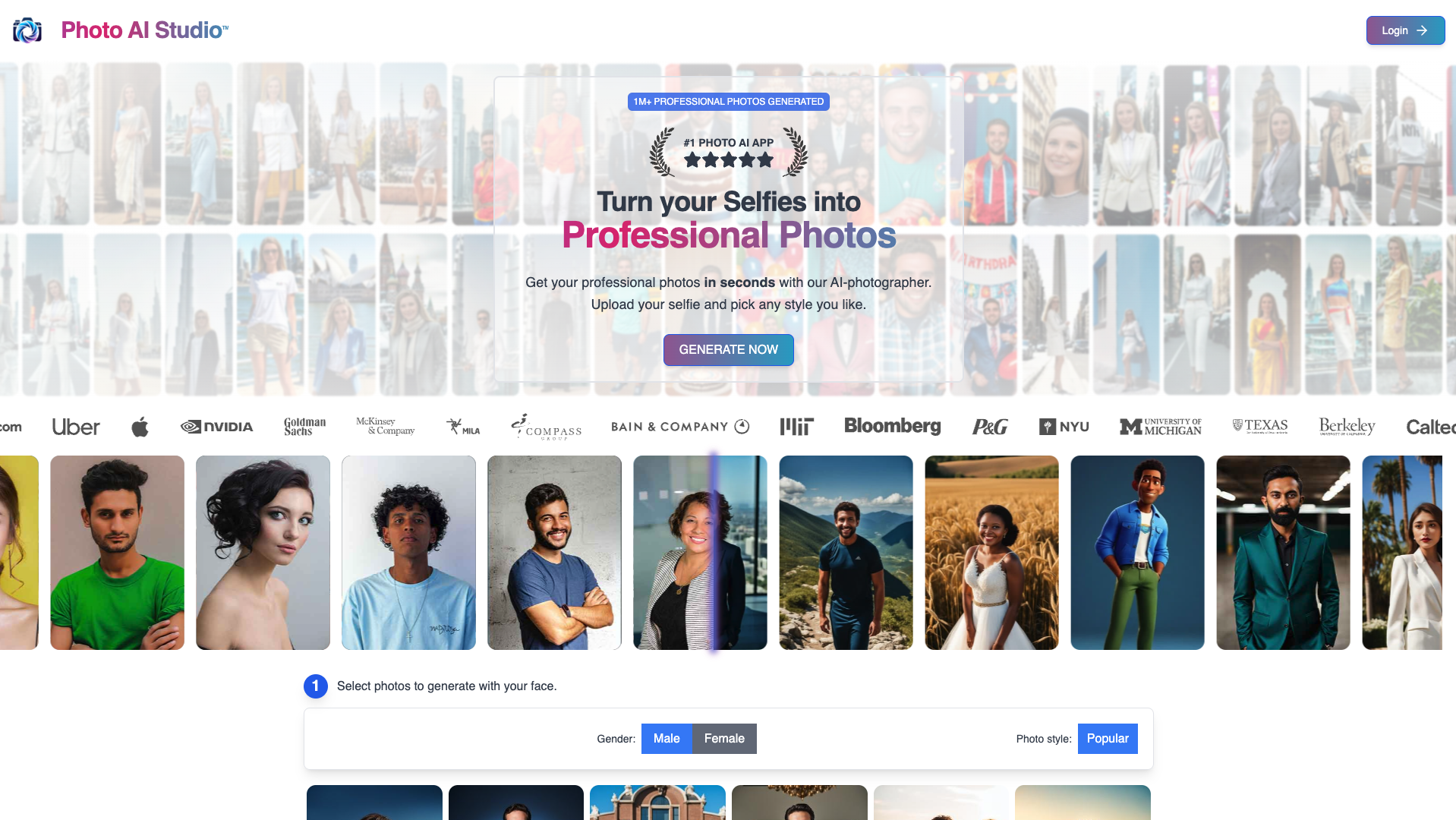 Screenshot of the Photo AI Studio website